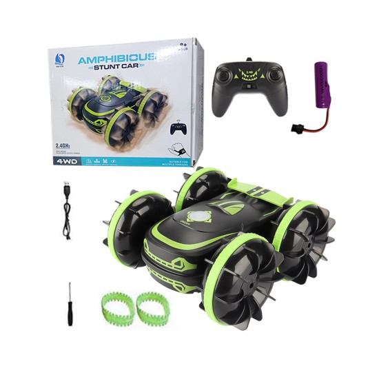 JJRC Amphibious Stunt Car JC04 with Remote Control and Waterproof Protection for Kids Green